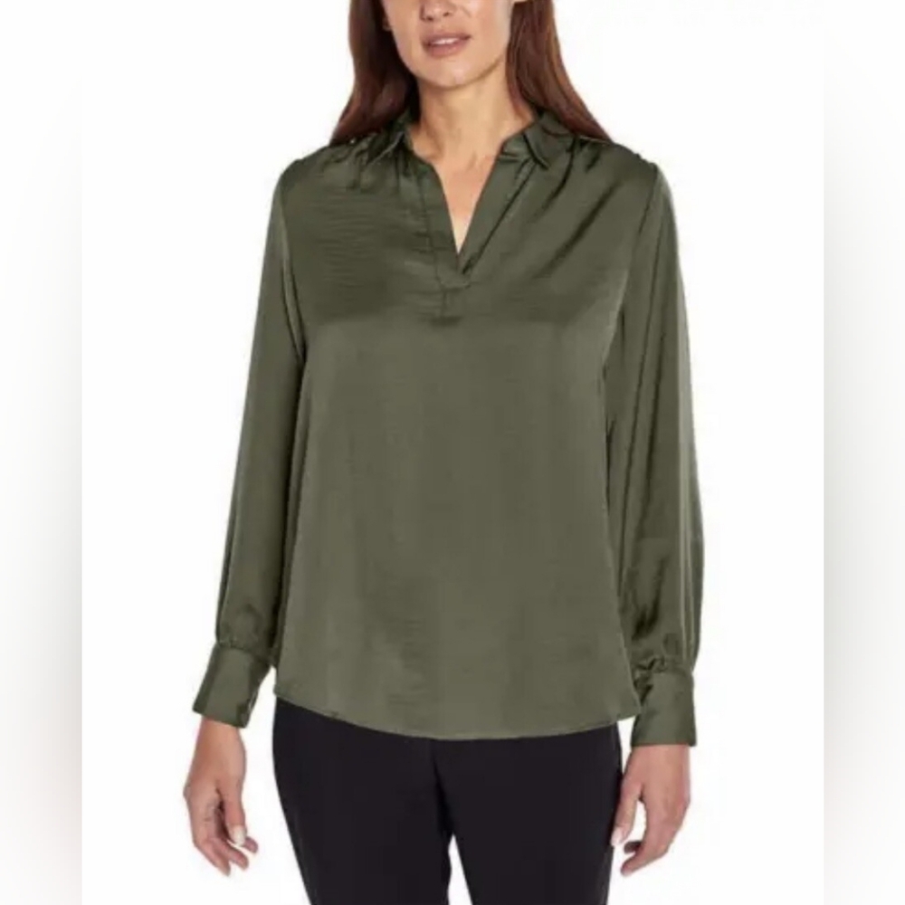 Banana Republic Olive Women's Collared Popover Blouse